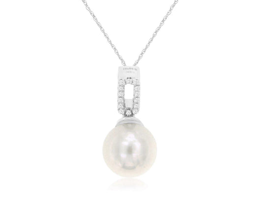 14kt White Gold Pearl and Diamond Pendant