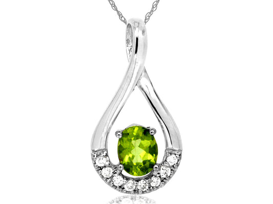 14kt White Gold Peridot Pendant with Diamonds