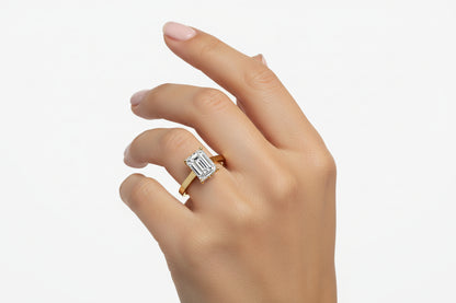 14k Yellow Gold Lab Created Radiant 2.01 ctw D VS1 with Hidden Halo Engagement ring