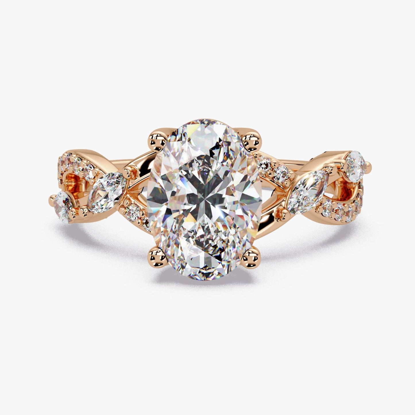 14k Rose Gold Lab Created Diamond Engagement center Stone Brilliant Oval  1.56 ctw F VSI