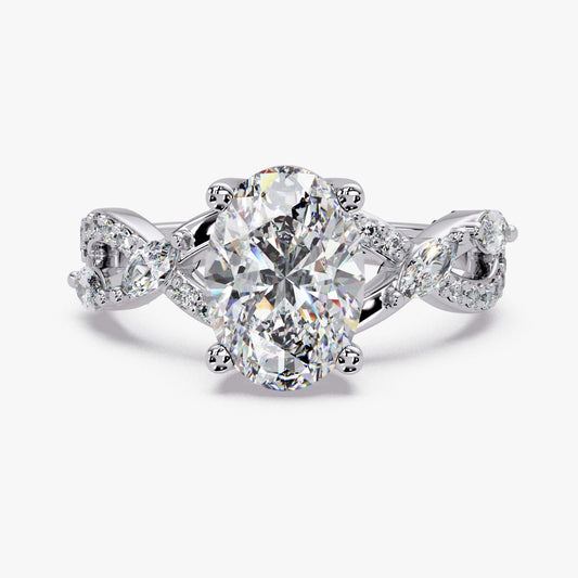 14k White Gold Lab Created Diamond Engagement center Stone Brilliant Oval 1.56 ctw F VSI