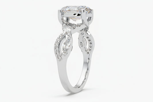 14k White Gold Lab Created Diamond Engagement center Stone Brilliant Oval 1.56 ctw F VSI