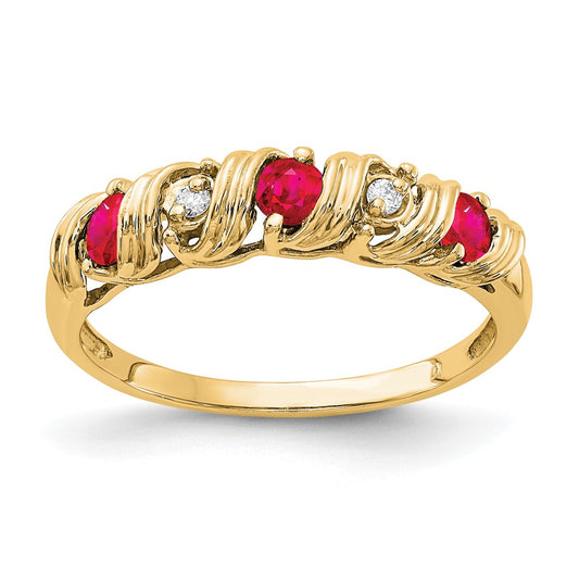 14k 2.75mm Ruby AA Diamond ring