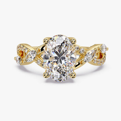 14k Yellow Gold Lab Created Diamond Engagement center Stone Oval 1.56 ctw F VSI