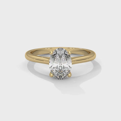 14k Yellow Gold Lab Created Oval Diamond 2 ctw D IDL Engagement Ring