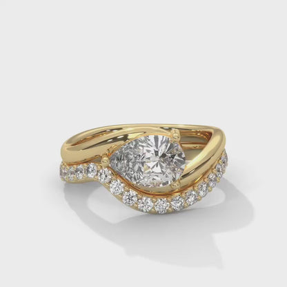 14k Yellow Gold 1 ctw Pear Shape Lab Created Diamond F Color Internally Flawless